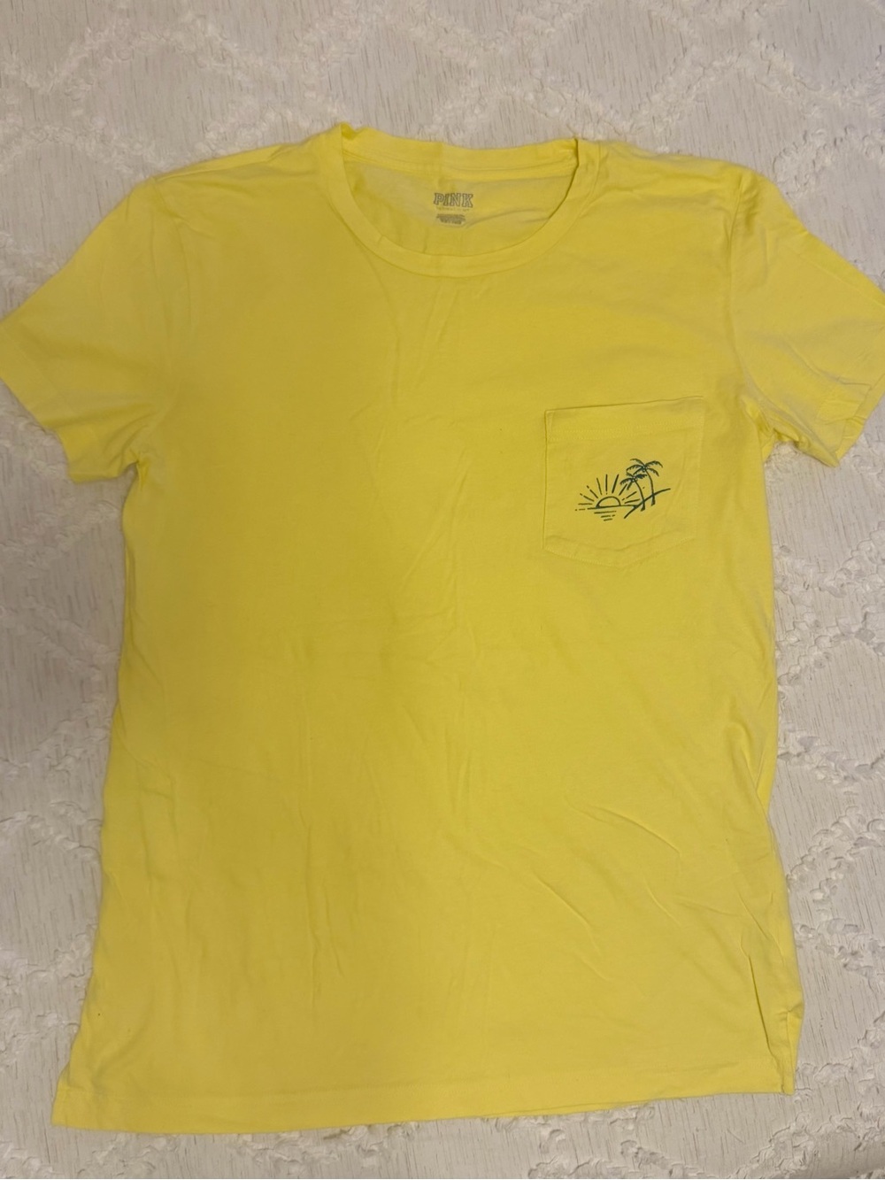 PINK Victoria's Secret Soft Yellow Logo Tee
